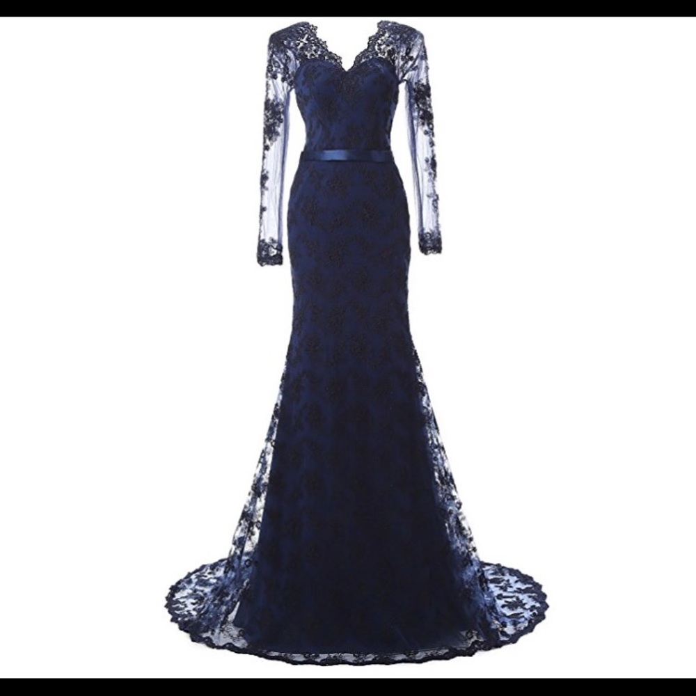 Lace Navy Gown